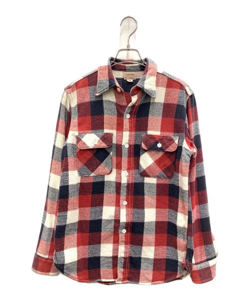 DUBBLE WORKS（ダブルワークス）DUBBLE WORKS (ダブルワークス) 長袖シャツ レッド×ネイビー サイズ:38の古着・服飾アイテム