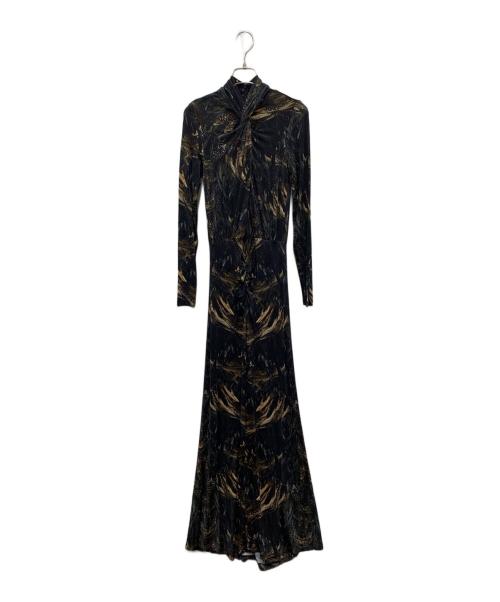 ALL SAINTS（オールセインツ）ALL SAINTS (オールセインツ) 長袖ワンピース ブラック×ブラウン サイズ:2の古着・服飾アイテム