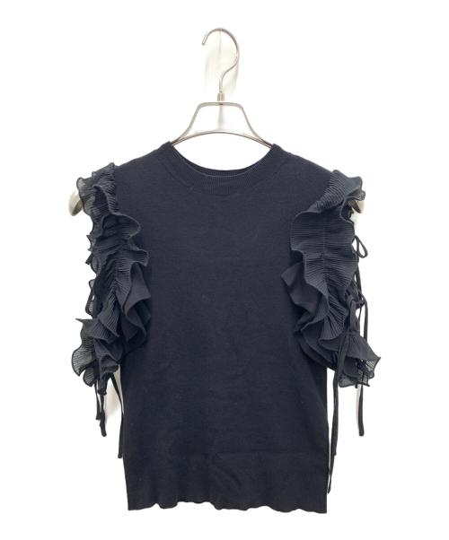 Snidel（スナイデル）Snidel (スナイデル) フリルスリーブニット ブラック サイズ:Oneの古着・服飾アイテム