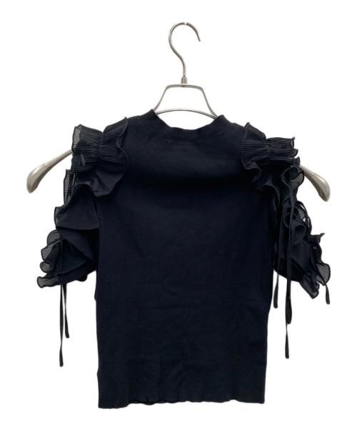 Snidel（スナイデル）Snidel (スナイデル) フリルスリーブニット ブラック サイズ:Oneの古着・服飾アイテム