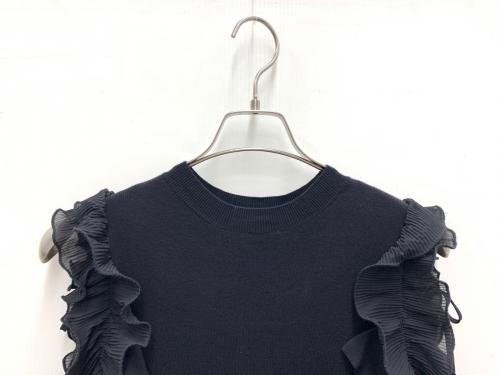 Snidel（スナイデル）Snidel (スナイデル) フリルスリーブニット ブラック サイズ:Oneの古着・服飾アイテム