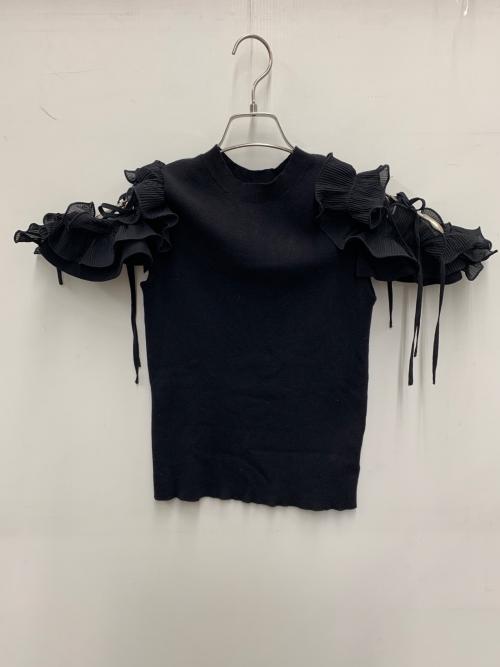 Snidel（スナイデル）Snidel (スナイデル) フリルスリーブニット ブラック サイズ:Oneの古着・服飾アイテム