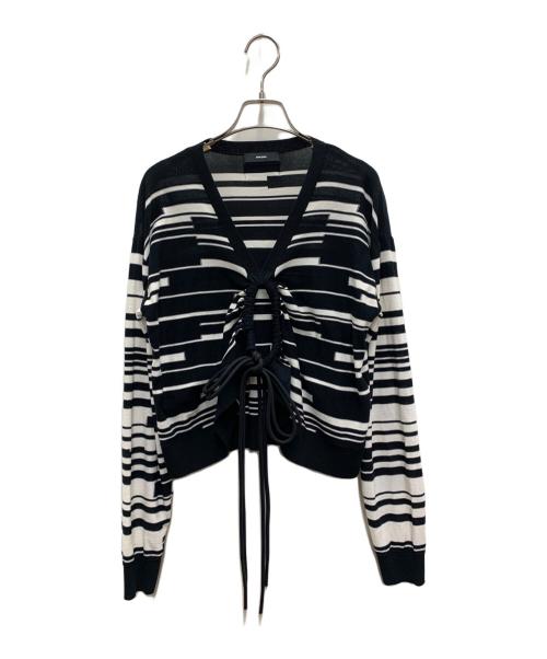DIESEL（ディーゼル）DIESEL (ディーゼル) デザインボーダーニット ブラック×ホワイト サイズ:Mの古着・服飾アイテム