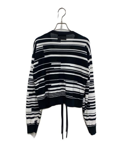DIESEL（ディーゼル）DIESEL (ディーゼル) デザインボーダーニット ブラック×ホワイト サイズ:Mの古着・服飾アイテム