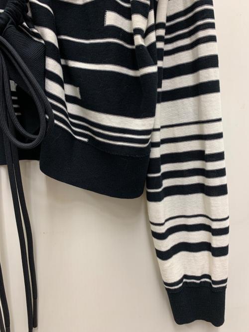DIESEL（ディーゼル）DIESEL (ディーゼル) デザインボーダーニット ブラック×ホワイト サイズ:Mの古着・服飾アイテム