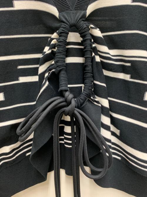 DIESEL（ディーゼル）DIESEL (ディーゼル) デザインボーダーニット ブラック×ホワイト サイズ:Mの古着・服飾アイテム