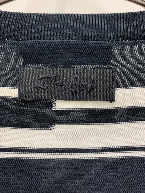 DIESEL（ディーゼル）DIESEL (ディーゼル) デザインボーダーニット ブラック×ホワイト サイズ:Mの古着・服飾アイテム