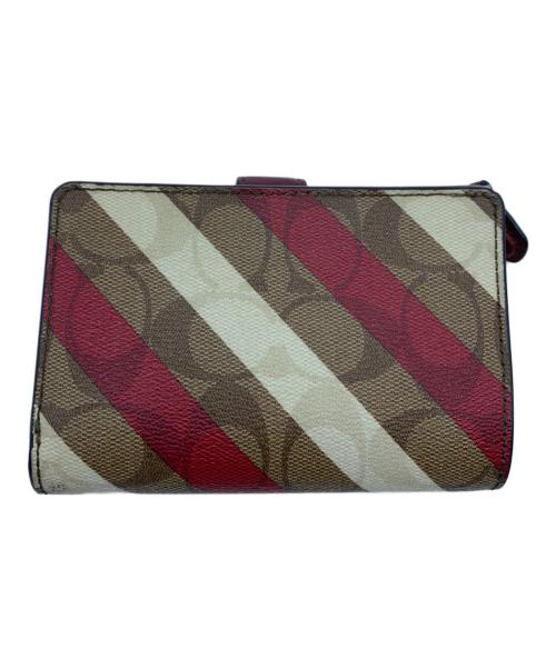 COACH（コーチ）COACH (コーチ) 2つ折り財布 レッド×ベージュの古着・服飾アイテム