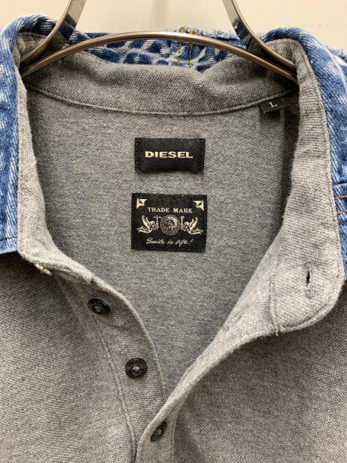 DIESEL（ディーゼル）DIESEL (ディーゼル) ポロシャツ グレー×ブルー サイズ:不明の古着・服飾アイテム