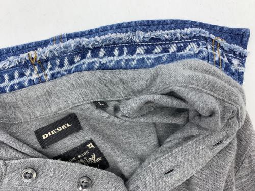 DIESEL（ディーゼル）DIESEL (ディーゼル) ポロシャツ グレー×ブルー サイズ:不明の古着・服飾アイテム