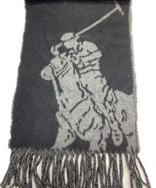 POLO RALPH LAUREN（ポロ・ラルフローレン）POLO RALPH LAUREN (ポロ・ラルフローレン) マフラー グレー×ブラックの古着・服飾アイテム