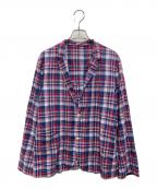 BURBERRY BLACK LABELバーバリーブラックレーベル）の古着「チェックテーラードジャケット」｜レッド×ブルー