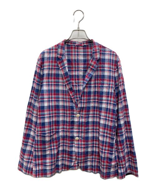 BURBERRY BLACK LABEL（バーバリーブラックレーベル）BURBERRY BLACK LABEL (バーバリーブラックレーベル) チェックテーラードジャケット レッド×ブルー サイズ:Lの古着・服飾アイテム