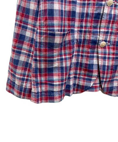 BURBERRY BLACK LABEL（バーバリーブラックレーベル）BURBERRY BLACK LABEL (バーバリーブラックレーベル) チェックテーラードジャケット レッド×ブルー サイズ:Lの古着・服飾アイテム