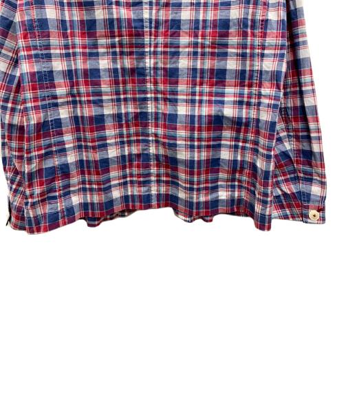 BURBERRY BLACK LABEL（バーバリーブラックレーベル）BURBERRY BLACK LABEL (バーバリーブラックレーベル) チェックテーラードジャケット レッド×ブルー サイズ:Lの古着・服飾アイテム
