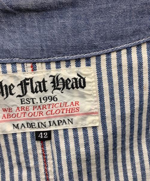 FLAT HEAD（フラット ヘッド）FLAT HEAD (フラット ヘッド) ヒッコリーエンジニアジャケット ホワイト×ネイビー サイズ:42の古着・服飾アイテム