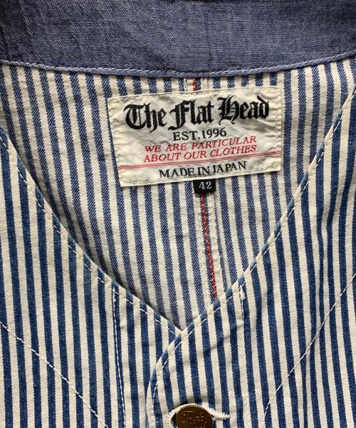 FLAT HEAD（フラット ヘッド）FLAT HEAD (フラット ヘッド) ヒッコリーエンジニアジャケット ホワイト×ネイビー サイズ:42の古着・服飾アイテム