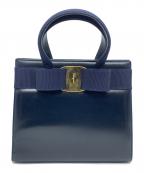 Salvatore Ferragamoサルヴァトーレ フェラガモ）の古着「ハンドバッグ　ヴァラリボン」｜ネイビー