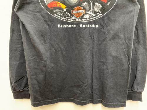 HARLEY-DAVIDSON（ハーレーダビッドソン）HARLEY-DAVIDSON (ハーレーダビッドソン) Hanes (ヘインズ) 長袖Tシャツ ブラック サイズ:Lの古着・服飾アイテム