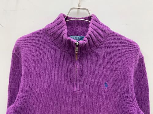 POLO RALPH LAUREN（ポロ・ラルフローレン）POLO RALPH LAUREN (ポロ・ラルフローレン) ハーフジップスウェット パープル サイズ:Lの古着・服飾アイテム