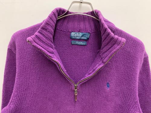 POLO RALPH LAUREN（ポロ・ラルフローレン）POLO RALPH LAUREN (ポロ・ラルフローレン) ハーフジップスウェット パープル サイズ:Lの古着・服飾アイテム