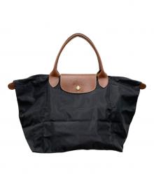 LONGCHAMP（ロンシャン）の古着「折りたたみバッグ」｜ブラック×ブラウン