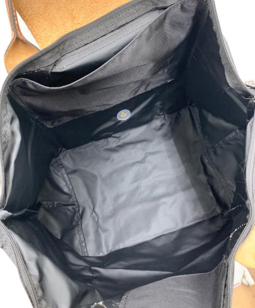 LONGCHAMP（ロンシャン）LONGCHAMP (ロンシャン) 折りたたみバッグ ブラック×ブラウンの古着・服飾アイテム