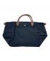 中古・古着 LONGCHAMP (ロンシャン) 折りたたみバッグ ブラック×ブラウン：6000円