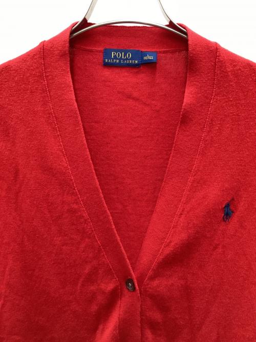 POLO RALPH LAUREN（ポロ・ラルフローレン）POLO RALPH LAUREN (ポロ・ラルフローレン) 薄手カーディガン レッド サイズ:Lの古着・服飾アイテム