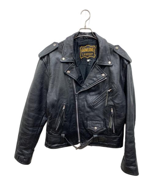 GENUINE LEATHER（ジェニュインレザー）GENUINE LEATHER (ジェニュインレザー) ダブルライダースジャケット ブラック サイズ:Mの古着・服飾アイテム
