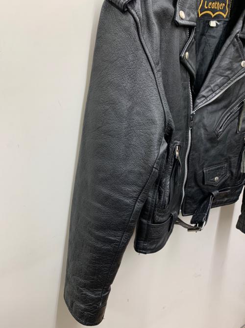 GENUINE LEATHER（ジェニュインレザー）GENUINE LEATHER (ジェニュインレザー) ダブルライダースジャケット ブラック サイズ:Mの古着・服飾アイテム