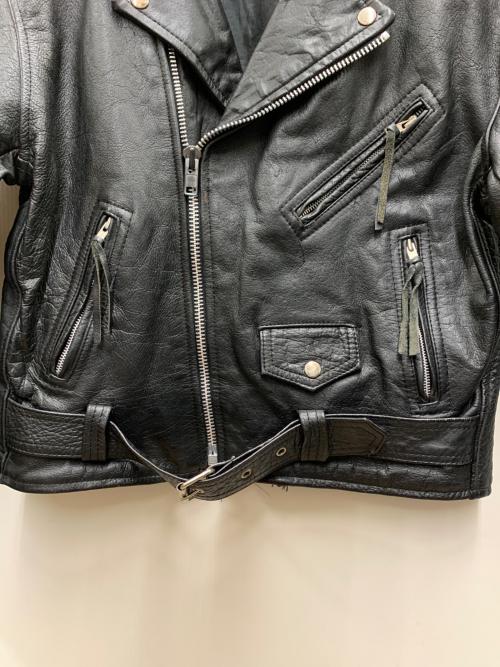 GENUINE LEATHER（ジェニュインレザー）GENUINE LEATHER (ジェニュインレザー) ダブルライダースジャケット ブラック サイズ:Mの古着・服飾アイテム