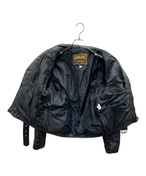 GENUINE LEATHER（ジェニュインレザー）GENUINE LEATHER (ジェニュインレザー) ダブルライダースジャケット ブラック サイズ:Mの古着・服飾アイテム