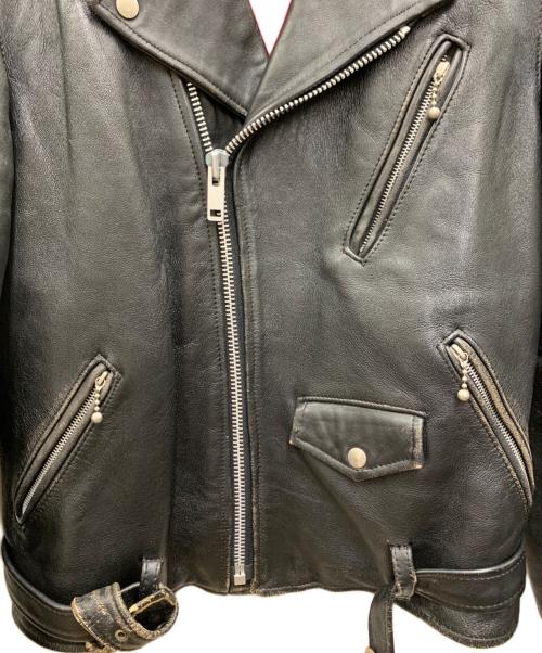 666 LEATHER WEAR（666レザーウェア）666 Leather Wear (666レザーウェア) ダブルライダースジャケット ブラック サイズ:40の古着・服飾アイテム