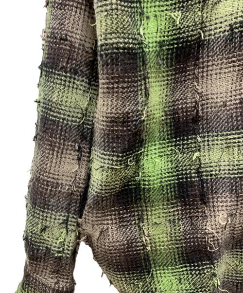 OFFWHITE（オフホワイト）OFFWHITE (オフホワイト) フーデッドネルシャツ グリーン×ブラック サイズ:Sの古着・服飾アイテム