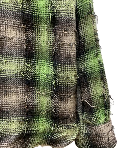 OFFWHITE（オフホワイト）OFFWHITE (オフホワイト) フーデッドネルシャツ グリーン×ブラック サイズ:Sの古着・服飾アイテム