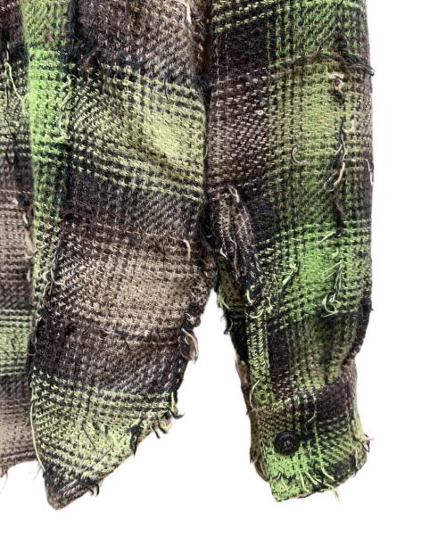 OFFWHITE（オフホワイト）OFFWHITE (オフホワイト) フーデッドネルシャツ グリーン×ブラック サイズ:Sの古着・服飾アイテム