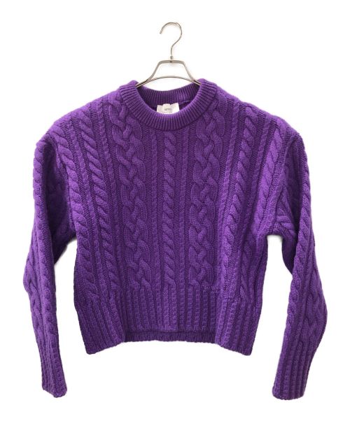 ami（アミ）ami (アミ) ケーブルニット パープル サイズ:不明の古着・服飾アイテム