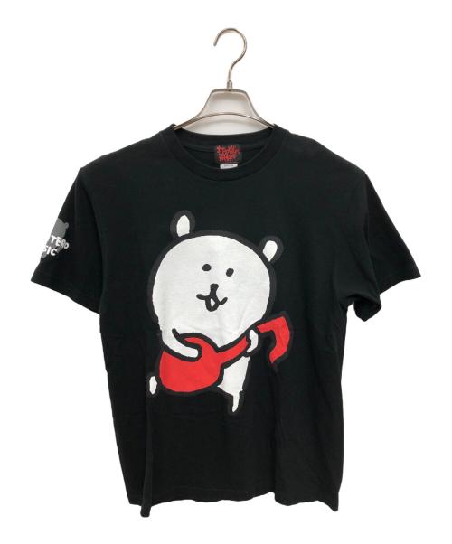 打首獄門同好会（ウチクビゴクモンドウコウカイ）打首獄門同好会 ナガノ (ナガノ) 自分ツッコミ熊 飯テロミュージック Tシャツ／SELF TSUKKOMI BEAR FOOD TERRORISM MUSIC T-SHIRT ブラック サイズ:SIZE Lの古着・服飾アイテム