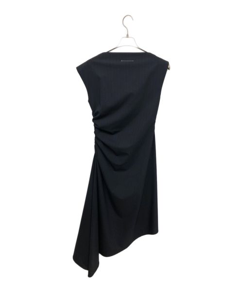 MM6 Maison Margiela（エムエムシックスメゾンマルジェラ）MM6 Maison Margiela (エムエムシックス メゾンマルジェラ) シャーリングアシンメトリーノースリーブワンピース ネイビー サイズ:なしの古着・服飾アイテム