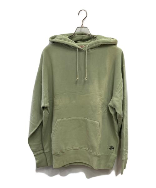 stussy（ステューシー）stussy (ステューシー) WORK GEAR SMALL LOGO hoodie(ワークグアタグスモールロゴフーディー) 黄緑 サイズ:SIZE Lの古着・服飾アイテム