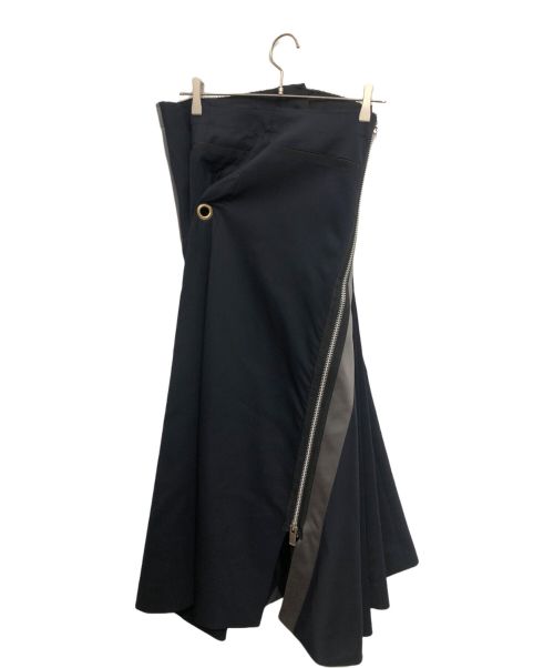 sacai（サカイ）sacai (サカイ) アシンメトリードレープフレアドレス ネイビー サイズ:1の古着・服飾アイテム
