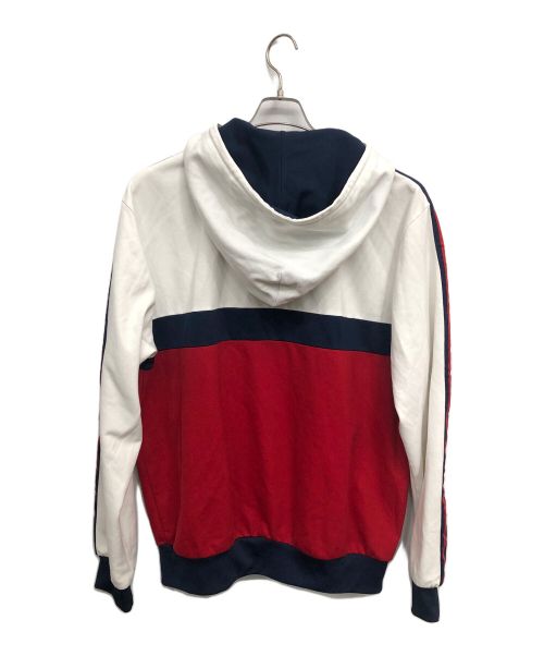 adidas（アディダス）adidas (アディダス) OLD adidasフーデッドジャケット ネイビー×レッド サイズ:2XLの古着・服飾アイテム