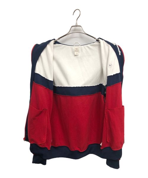 adidas（アディダス）adidas (アディダス) OLD adidasフーデッドジャケット ネイビー×レッド サイズ:2XLの古着・服飾アイテム