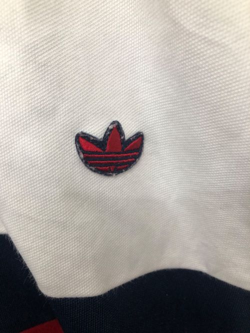 adidas（アディダス）adidas (アディダス) OLD adidasフーデッドジャケット ネイビー×レッド サイズ:2XLの古着・服飾アイテム
