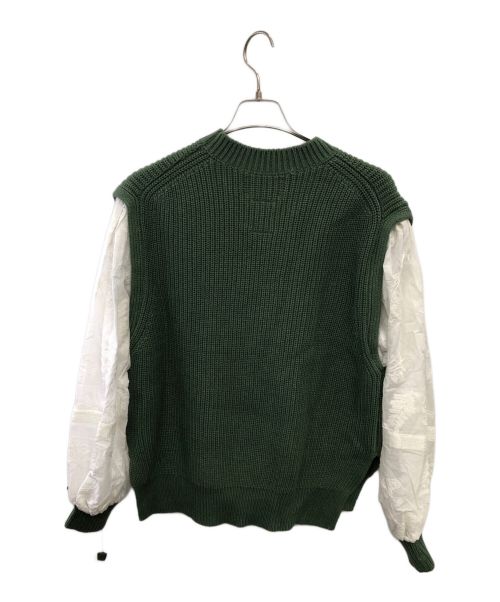 MUVEIL（ミュベール）MUVEIL (ミュベール) レースドッキング プルオーバーニット グリーン サイズ:SIZE 38の古着・服飾アイテム
