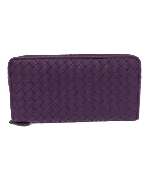 BOTTEGA VENETA（ボッテガベネタ）BOTTEGA VENETA (ボッテガベネタ) イントレチャート ジップ アラウンド ウォレット／INTRECCIATO ZIP AROUND WALLET パープルの古着・服飾アイテム