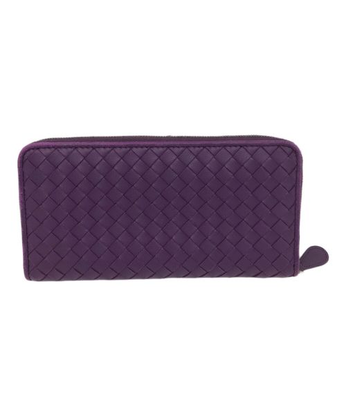 BOTTEGA VENETA（ボッテガベネタ）BOTTEGA VENETA (ボッテガベネタ) イントレチャート ジップ アラウンド ウォレット／INTRECCIATO ZIP AROUND WALLET パープルの古着・服飾アイテム
