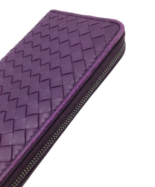 BOTTEGA VENETA（ボッテガベネタ）BOTTEGA VENETA (ボッテガベネタ) イントレチャート ジップ アラウンド ウォレット／INTRECCIATO ZIP AROUND WALLET パープルの古着・服飾アイテム