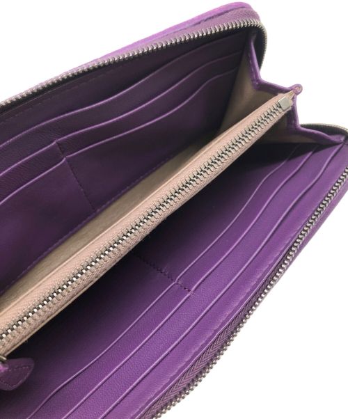 BOTTEGA VENETA（ボッテガベネタ）BOTTEGA VENETA (ボッテガベネタ) イントレチャート ジップ アラウンド ウォレット／INTRECCIATO ZIP AROUND WALLET パープルの古着・服飾アイテム